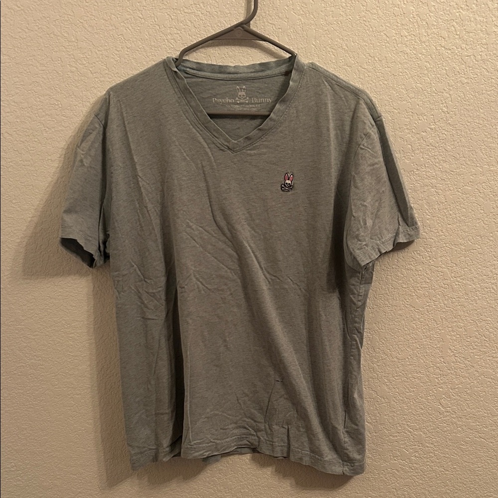 Psycho Bunny Men's Gray V-Neck T-Shirt